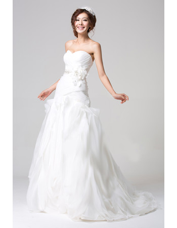 Designer Chic Organza Brush Train Sweetheart A-Line Wedding Dress