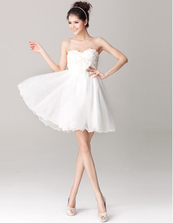 Women's Charming A-Line Sweetheart Organza Short Beach Wedding Dress