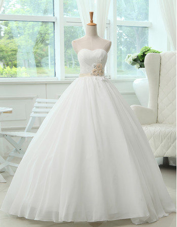 Inexpensive Classic A-Line Sweetheart Floor Length Satin Wedding Dress