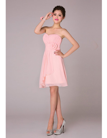 Affordable Simple A-Line Sweetheart Short Chiffon Bridesmaid Dress for Bridal Party