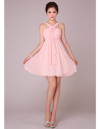 Novelty A-Line V-Neck Short Chiffon Bridesmaid Dress for Wedding Party