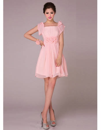 Stunning Cap Sleeves Chiffon Short Empire Bridesmaid Dress for Wedding Party