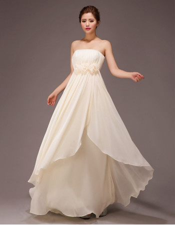 Stylish Strapless Empire Chiffon Floor Length Bridesmaid Dress for Wedding Party