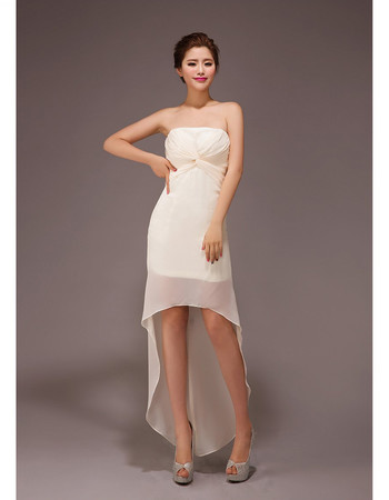 Modern Asymmetric High-Low Strapless Chiffon Bridesmaid Dress for Wedding Party