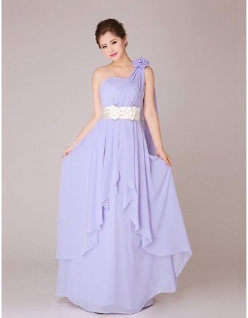 Modest One Shoulder Chiffon Long Bridesmaid Dress for Wedding for Wedding Party