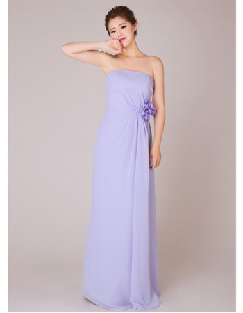 Classic Chiffon Sheath Strapless Floor Length Bridesmaid Dress for Wedding Party