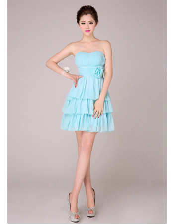 Amazing Tiered Skirt Short Chiffon Sweetheart Bridesmaid Dress Under 100