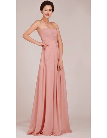 Classic Sweetheart Chiffon Floor Length Empire Bridesmaid Dress for Girls