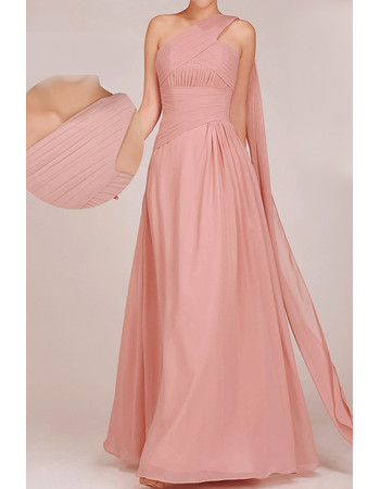 Classic One Shoulder Floor Length Chiffon A-Line Bridesmaid Dress for Girls