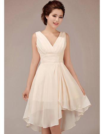 Best Charming A-Line V-Neck Short Chiffon Bridesmaid Dress for Girls