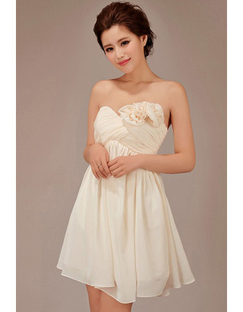 Simple Short Empire Waist Sweetheart Chiffon Bridesmaid Dress for Girls