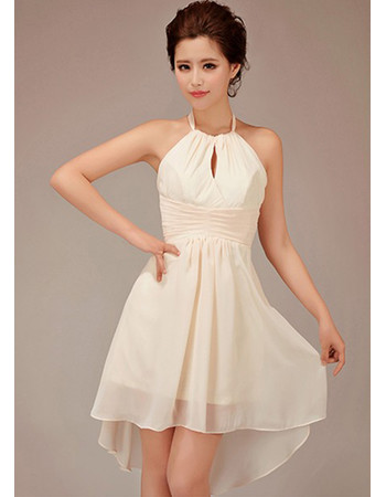 Designer Cute Halter Short Chiffon Bridesmaid Dress for Summer Beach Wedding