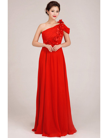 Affordable Designer One Shoulder Chiffon Floor Length Sheath Bridesmaid Dress