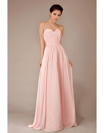 Simple Modest Chiffon Sweetheart Floor Length A-Line Bridesmaid Dress for Girls