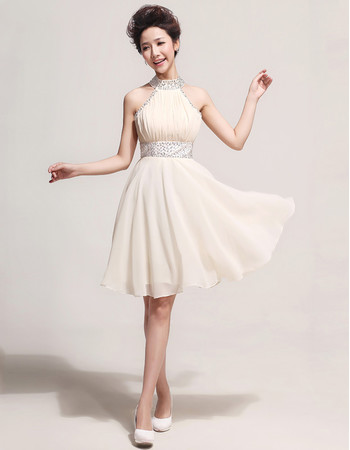 Pretty Designer Halter Chiffon Short A-Line Formal Cocktail Dress for Women