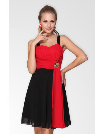 Affordable Designer A-Line Straps Short Chiffon Formal Cocktail Dress