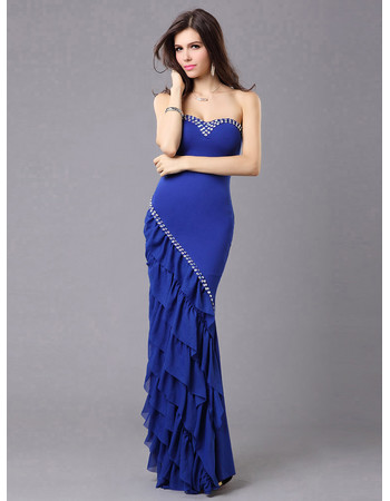 Mermaid Sweetheart Floor Length Chiffon Evening Prom Dress for Women and Girls