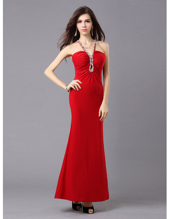 Mermaid/ Trumpet V-Neck Satin Ankle Length Evening Dress for Women and Girls