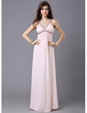 Sexy Column/ Sheath Chiffon Straps Floor Length Prom Evening Dress for Women and Girls