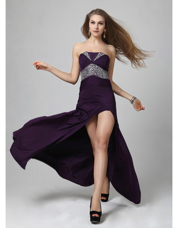 Beautiful Sheath/ Column Strapless Floor Length Satin Evening Dress