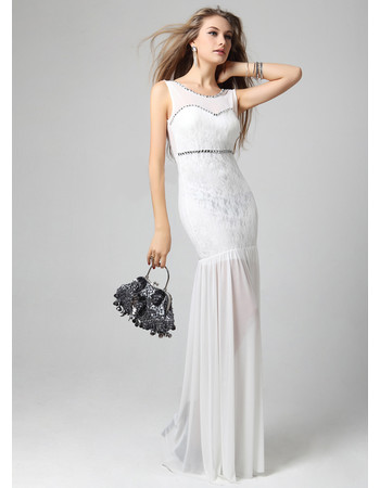 Affordable Mermaid/ Trumpet Chiffon Lace Full Length Evening Dress