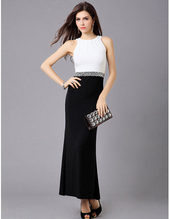 Women's Elegant Sheath/ Column Ankle Length Satin Formal Evening Dress