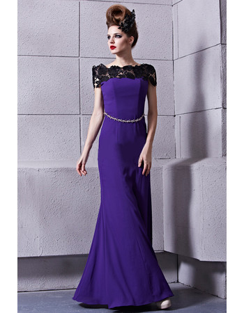 Chic Modern Off-the-shoulder Sheath Floor Length Satin Prom Evening Dress for Women