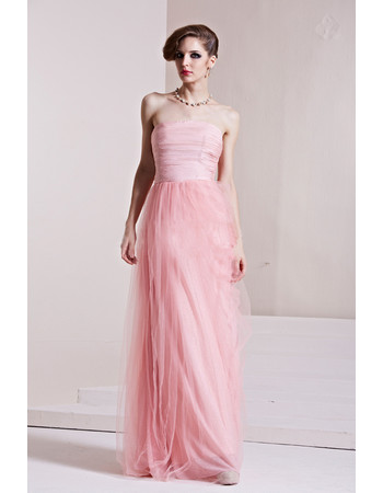 Inexpensive Classy Strapless Sheath Floor Length Satin Prom Evening Dress for Women