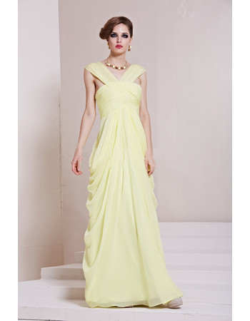 Inexpensive Amazing Chiffon V-Neck Sheath Floor Length Prom Evening Dress for Women