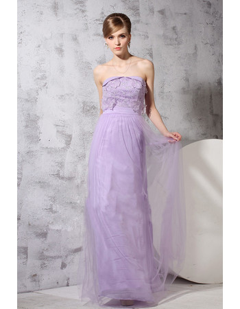 Custom Classic Sheath/ Column Strapless Floor Length Chiffon Evening Dress for Prom