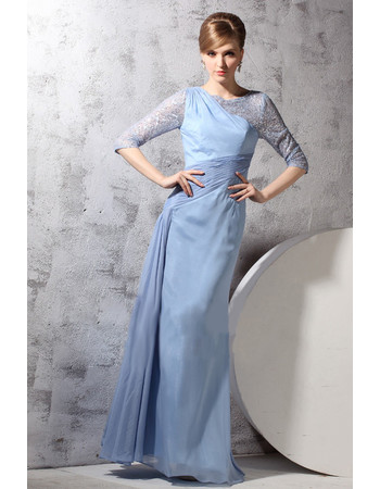 Beautiful Modern Long Sleeves Chiffon One Shoulder Floor Length Evening Dress