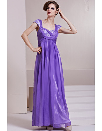 Inexpensive Designer Cap Sleeves Chiffon Sweetheart Floor Length Evening Dress