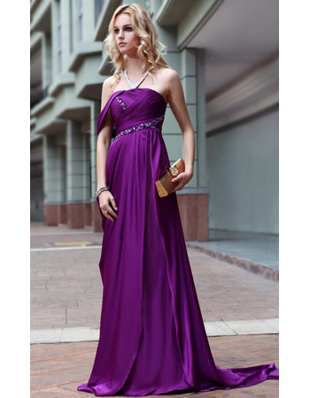 Inexpensive Celebrity Strapless Sheath/ Column Satin Sweep Train Evening Dress