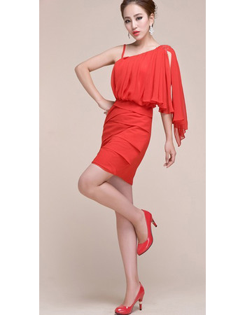 Beautiful One Shoulder Short Chiffon Homecoming/ Cocktail Dress for Girls