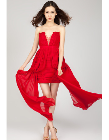 Affordable Sweetheart Chiffon Sheath/ Column Red Short Homecoming Dress for Girls