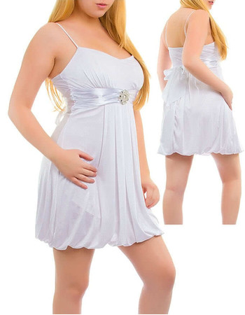 Girls Short Chiffon Spaghetti Straps Little White Cocktail Homecoming Dress