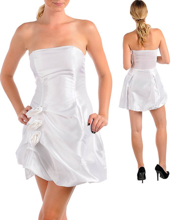 Girls Short Strapless Taffeta Little White Cocktail Homecoming/ Party Dress