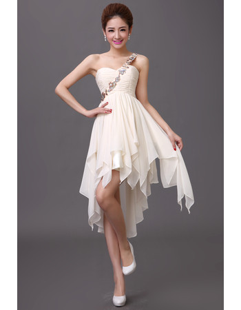 Girls One Shoulder Chiffon Asymmetric Homecoming Dress