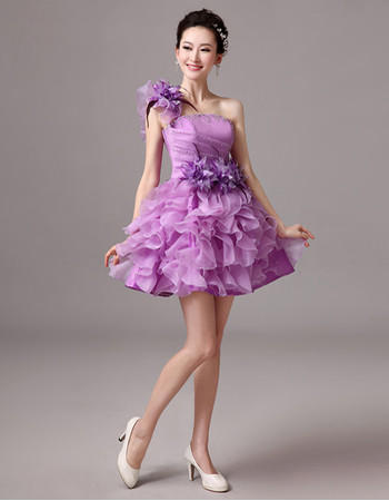 Girls A-Line One Shoulder Short Homecoming/ Party Dress