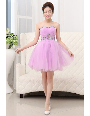 Girls Cheap Classic A-Line Sweetheart Short Tulle Cocktail Homecoming Dress