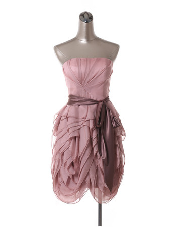 Girls Affordable Beautiful Strapless Short Chiffon Tiered Homecoming Dress