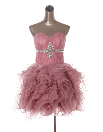 Discount Classy Custom Ball Gown Sweetheart Short Ruffle Homecoming Dress