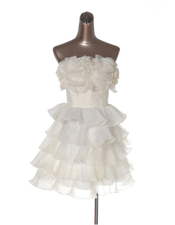 Affordable Junior Strapless Short Tiered Homecoming/ Party Dress