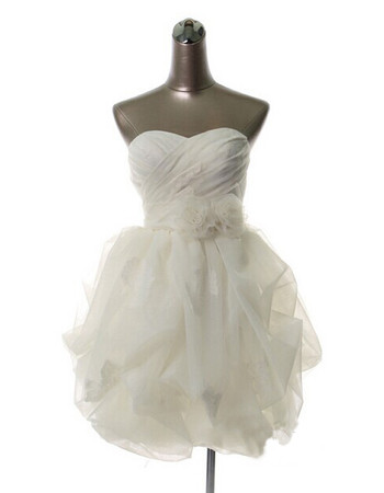 Best Sweetheart Short Organza White Homecoming Dress