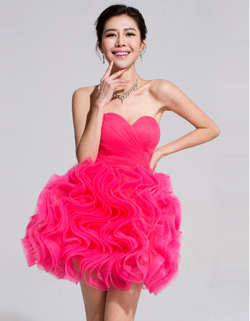 Inexpensive Girls Ball Gown Sweetheart Short Ruffle Homecoming/ Party Dress