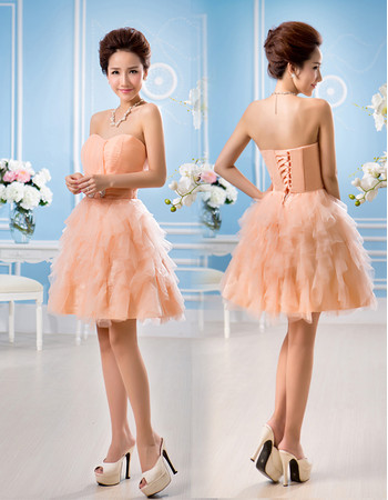 Affordable Beautiful A-Line Sweetheart Short Tiered Homecoming Dress