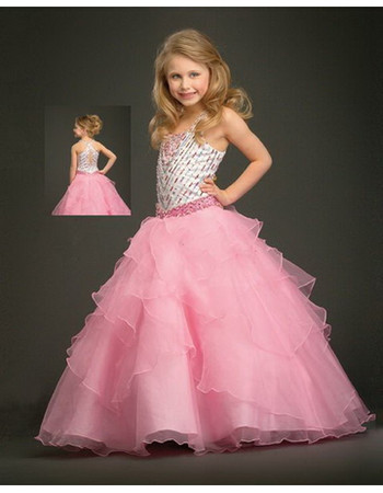 Beautiful Amazing Organza Layered Full Skirt Pink Easter Girls Dress/ Flower Girl Dress
