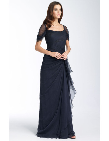 Affordable Modest Sheath Chiffon Mother of the Bride Dress with Sleeves/ Long Mother of the Groom Dress