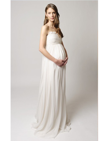 Empire Sweetheart Floor Length Chiffon Maternity Wedding Dress/ Elegant Ivory Bridal Gown