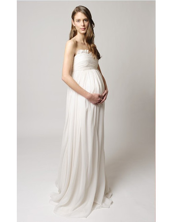 Empire Sweetheart Floor Length Chiffon Maternity Wedding Dress/ Elegant Ivory Bridal Gown